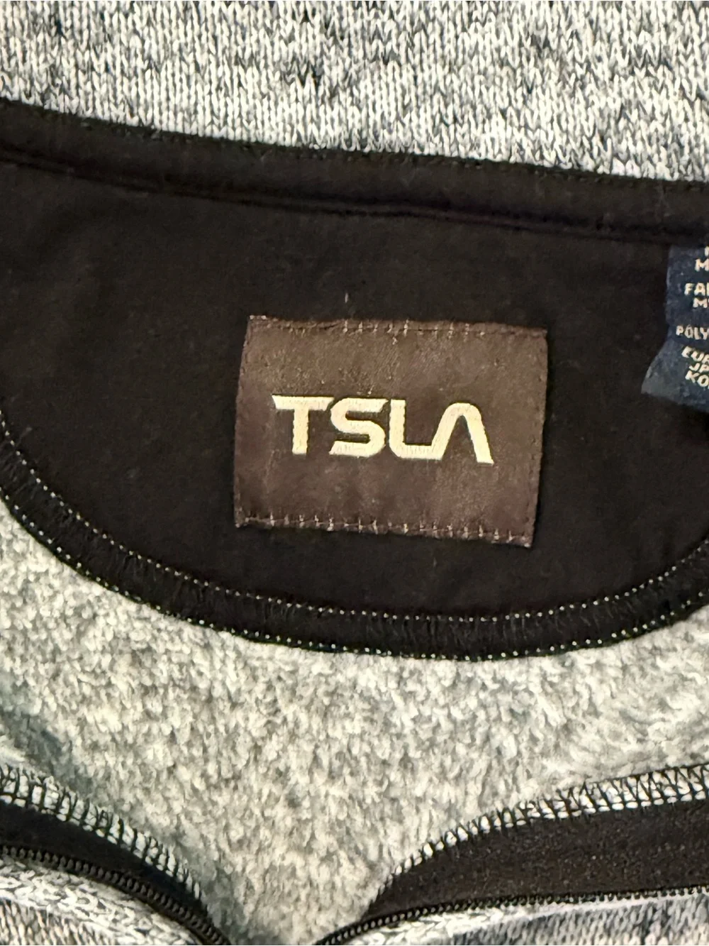 Tsla Men's Grey Quarter-Zip Knit Pullover Sweater, Large